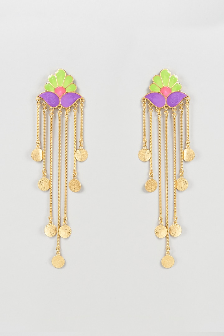 Gold Finish Paradise Fall Dangler Earrings by Aditi Bhatt at Pernia's Pop Up Shop