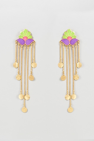 Gold Finish Paradise Fall Dangler Earrings by Aditi Bhatt