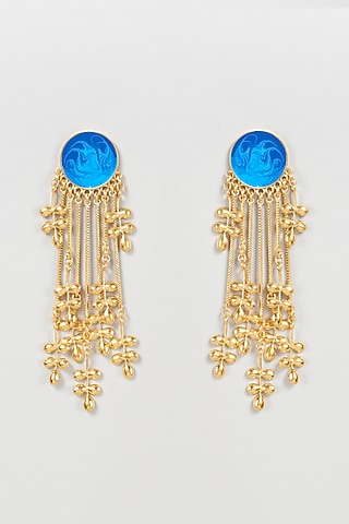 Gold Finish Waterfall Dangler Earrings by Aditi Bhatt