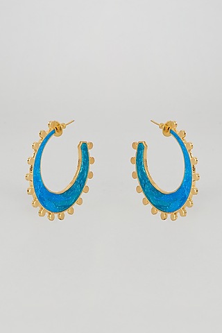 Gold Finish Tribal Twist Hoop Earrings by Aditi Bhatt