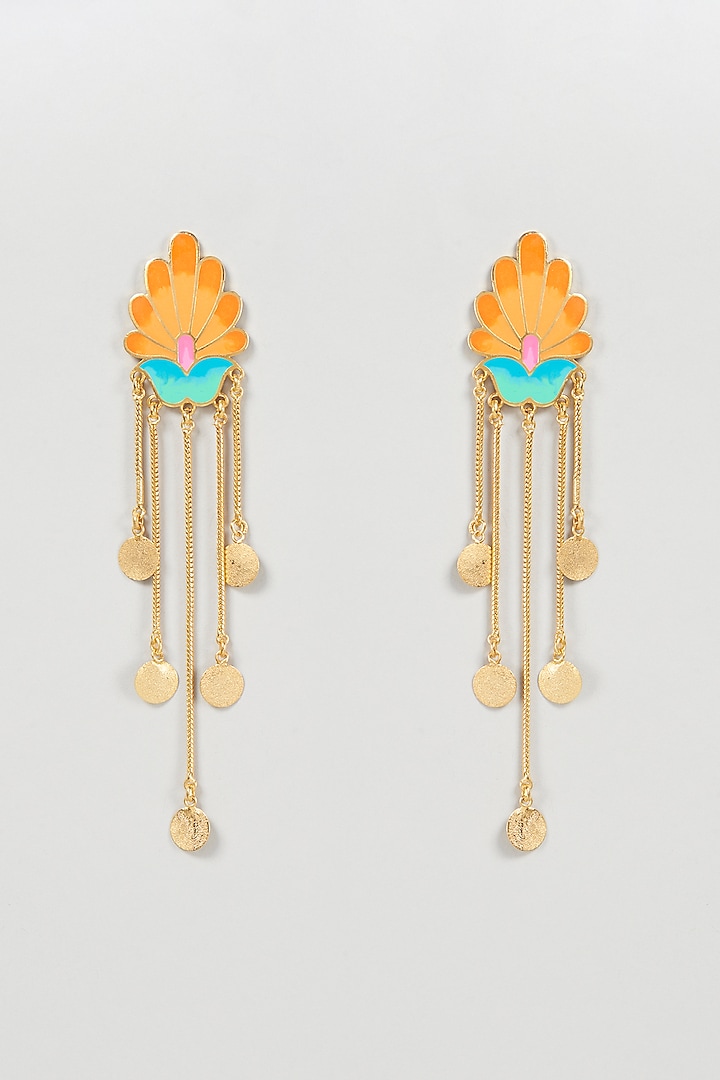 Gold Finish Royal Bloom Dangler Earrings by Aditi Bhatt