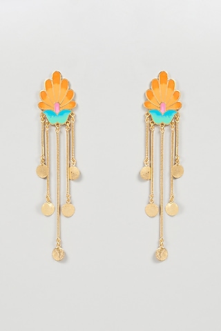 Gold Finish Royal Bloom Dangler Earrings by Aditi Bhatt