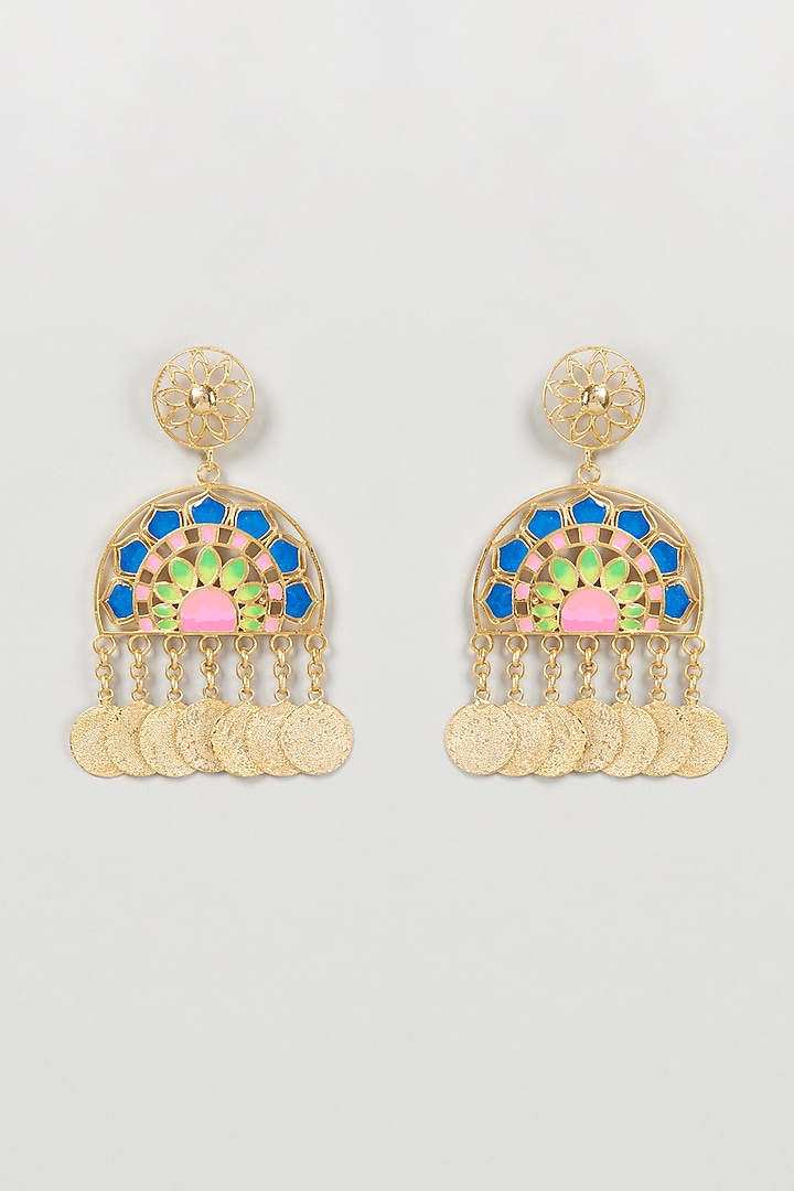 Gold Finish Jaipur Love Dangler Earrings by Aditi Bhatt