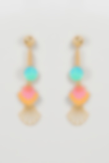 Gold Finish Ocean Love Dangler Earrings by Aditi Bhatt