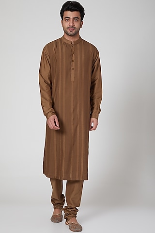 Cinnamon Brown Kurta Set by Aditya Dugar
