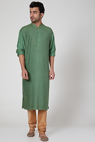 Green Classic Kurta Set by Aditya Dugar