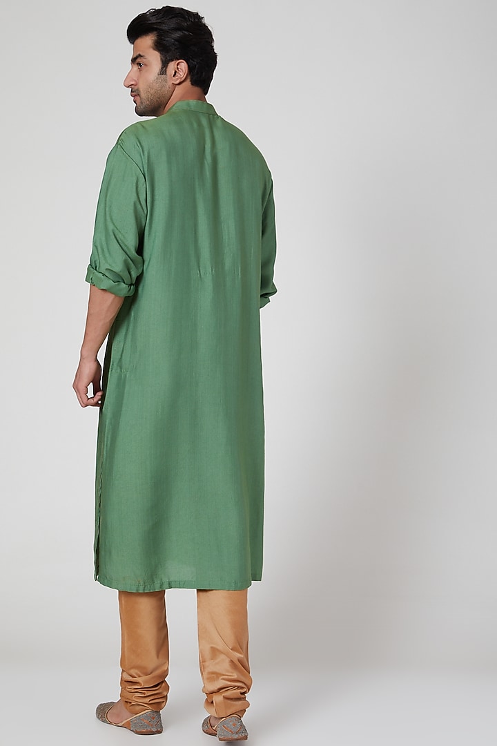 Green Classic Kurta Set by Aditya Dugar at Pernia's Pop Up Shop