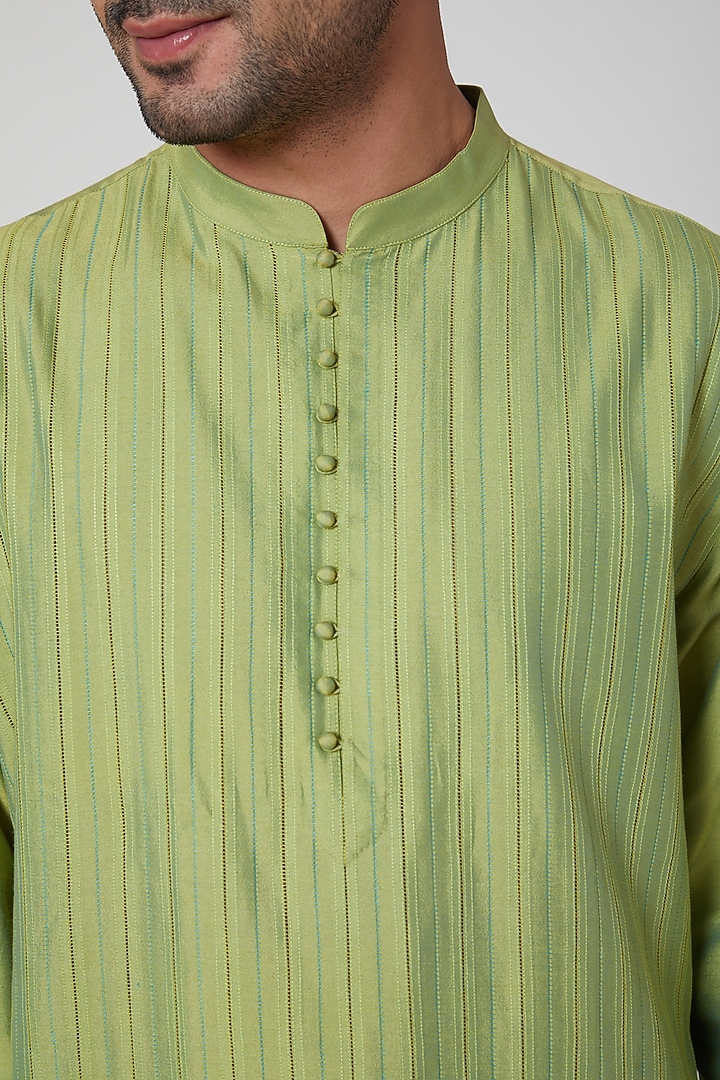 Green Kurta Set by Aditya Dugar at Pernia's Pop Up Shop