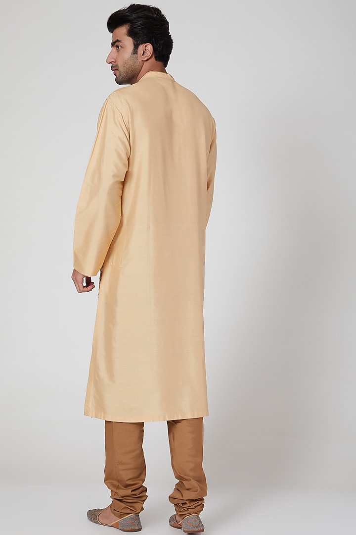 Beige Hand Embroidered Kurta Set by Aditya Dugar at Pernia's Pop Up Shop