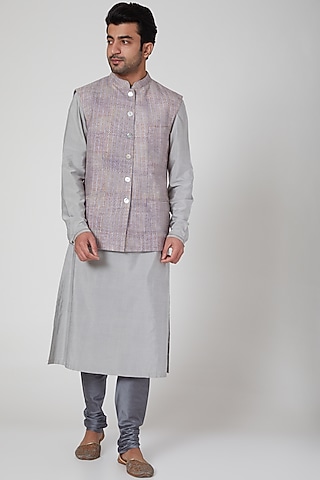 Mauve Classic Waistcoat by Aditya Dugar