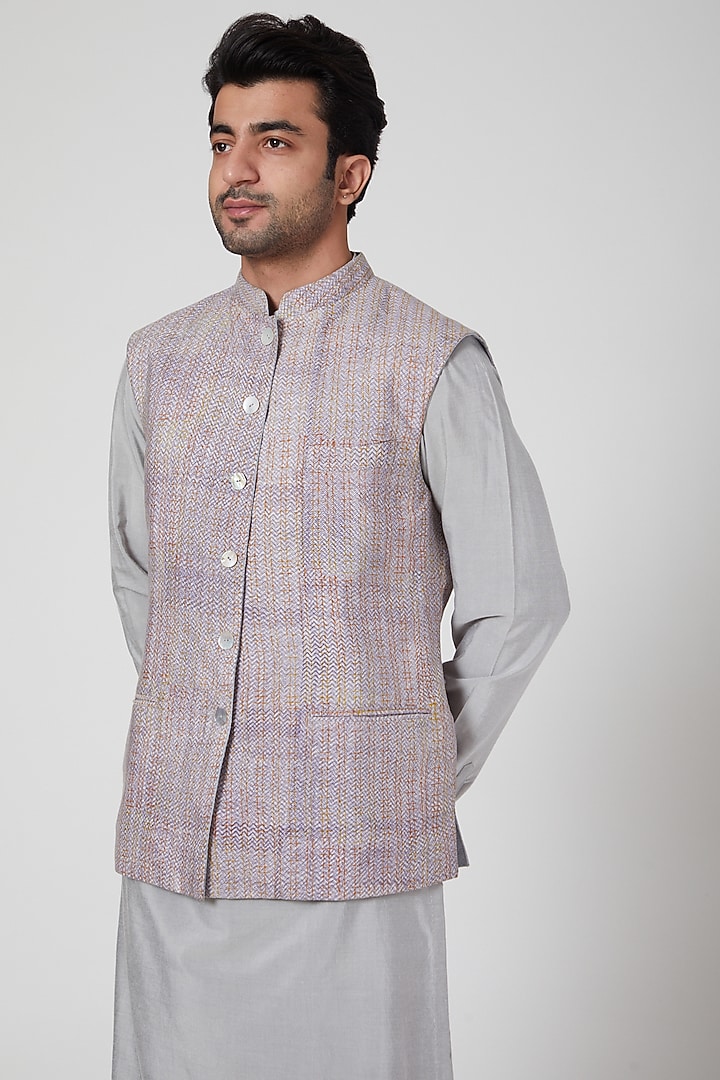 Mauve Classic Waistcoat by Aditya Dugar at Pernia's Pop Up Shop
