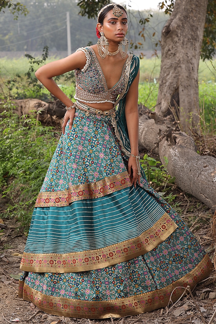 Forest Green Embroidered Wedding Lehenga Set by Aditi Gupta at Pernia's Pop Up Shop
