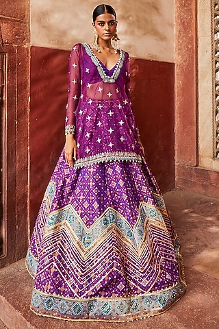 Jamuni Woven Silk Embellished Lehenga Set by Aditi Gupta