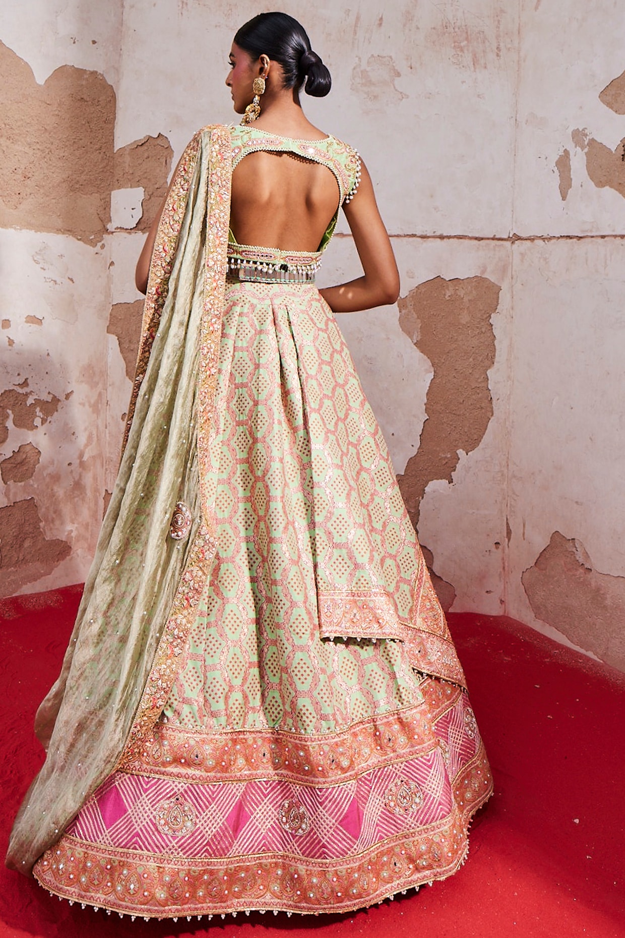 Buy Astounding Light Pink Embroidered Banarasi Silk Bridal Lehenga Choli  From Zeel Clothing.