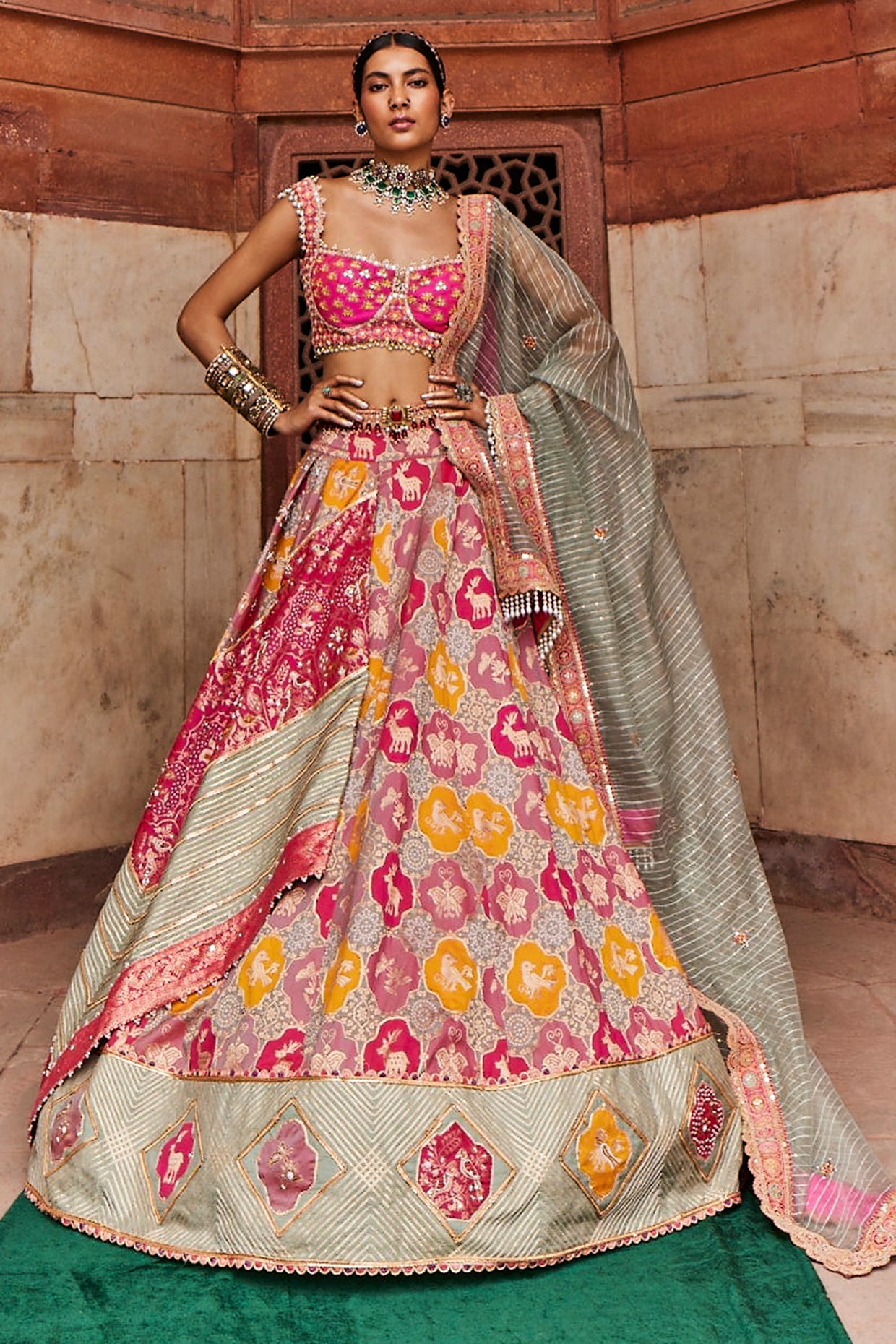 Harika Rao - Designer Fashion Studio - The unique color combination of pink  and gray lehenga from Harika Studio makes you look more beautiful! To Order  WhatsApp us: +91 8179593237 We ship