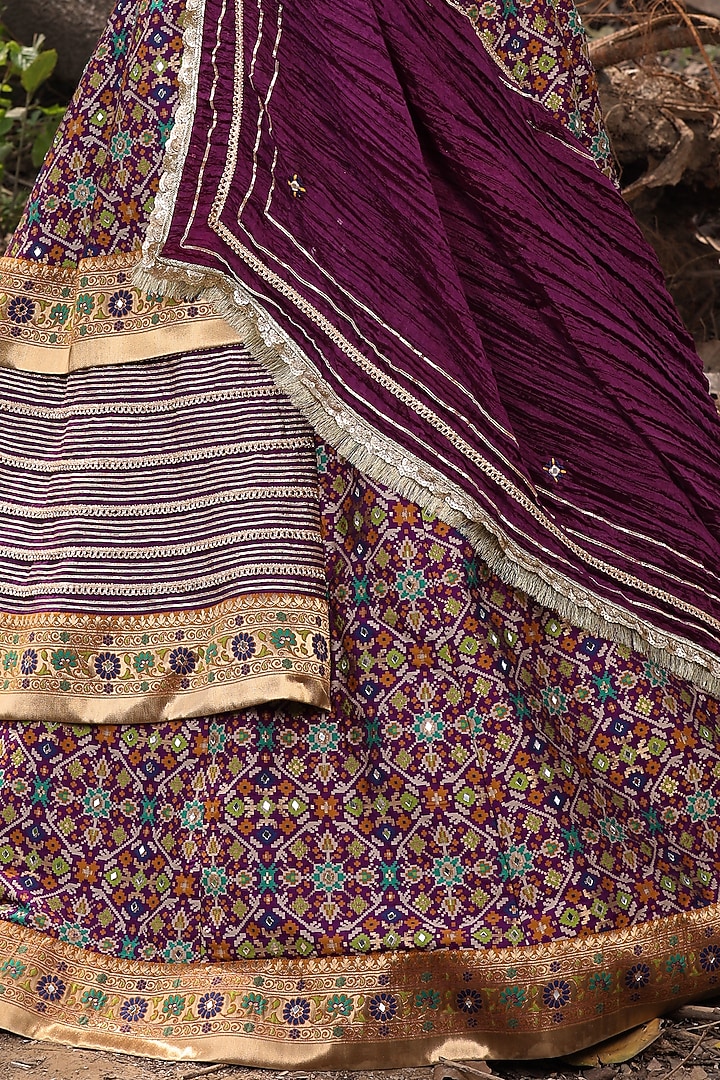 Purple Mirror Embroidered Wedding Lehenga Set by Aditi Gupta at Pernia's Pop Up Shop