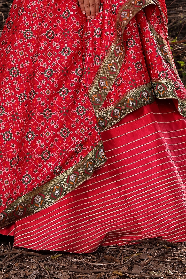 Coral Pink Zardosi Embroidered Wedding Lehenga Set by Aditi Gupta at Pernia's Pop Up Shop