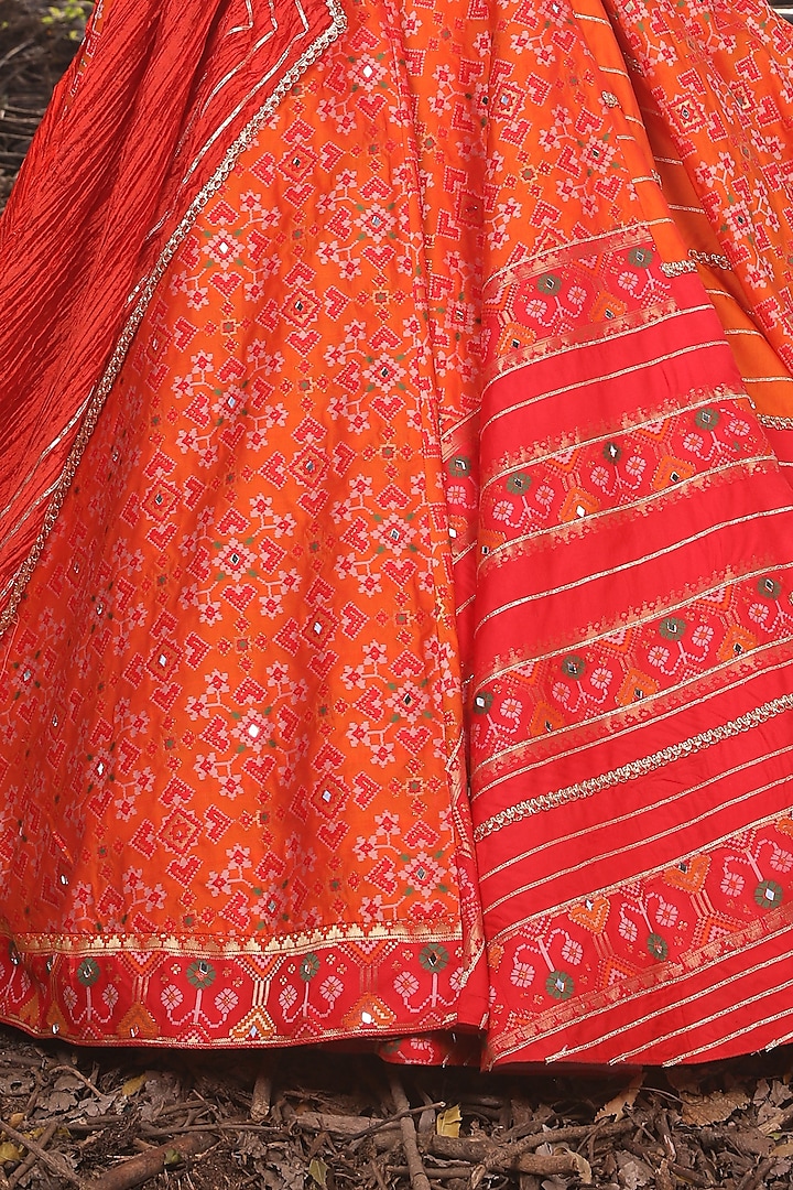 Orange Patola Embroidered Wedding Lehenga Set by Aditi Gupta at Pernia's Pop Up Shop