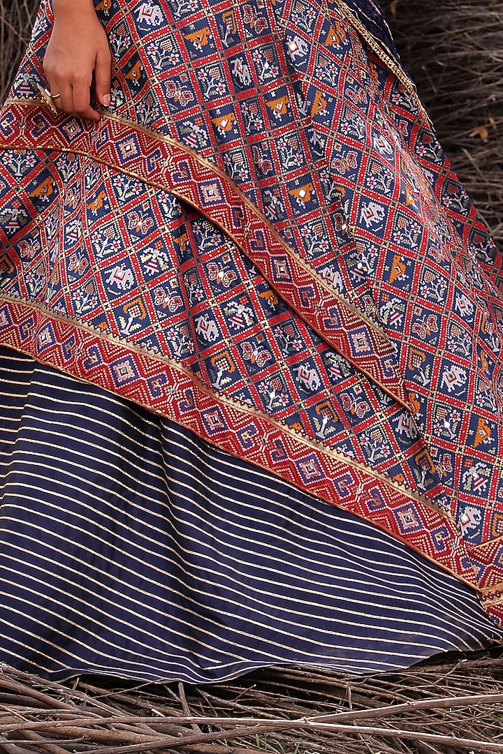 Red & Blue Embroidered Wedding Lehenga Set by Aditi Gupta at Pernia's Pop Up Shop