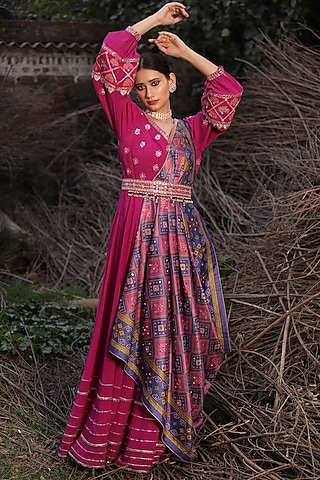Pink Embroidered Anarkali Set by Aditi Gupta