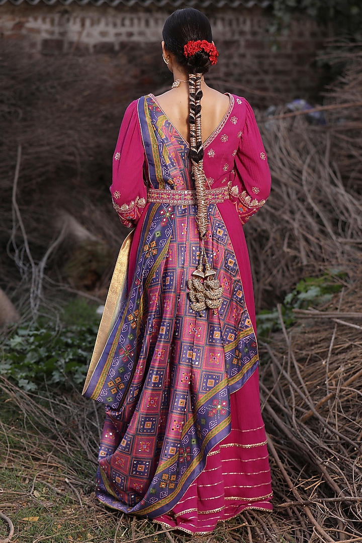 Pink Embroidered Wedding Anarkali Set by Aditi Gupta at Pernia's Pop Up Shop