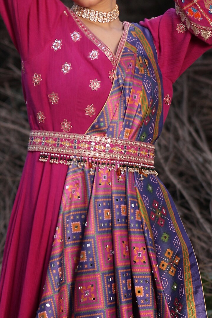 Pink Embroidered Wedding Anarkali Set by Aditi Gupta at Pernia's Pop Up Shop