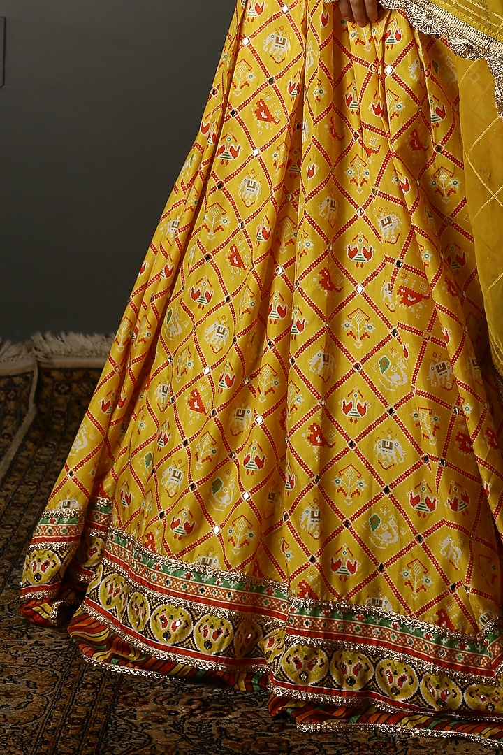 Mustard Yellow Silk Embroidered Wedding Lehenga Set by Aditi Gupta at Pernia's Pop Up Shop