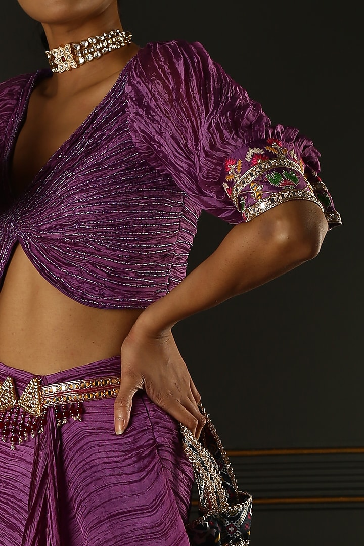 Purple Silk Dhoti Set by Aditi Gupta at Pernia's Pop Up Shop