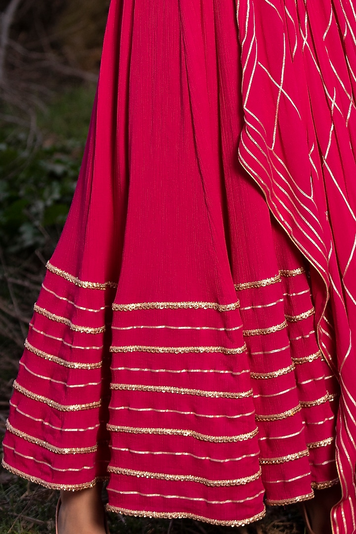 Pink Georgette Wedding Anarkali Set by Aditi Gupta at Pernia's Pop Up Shop