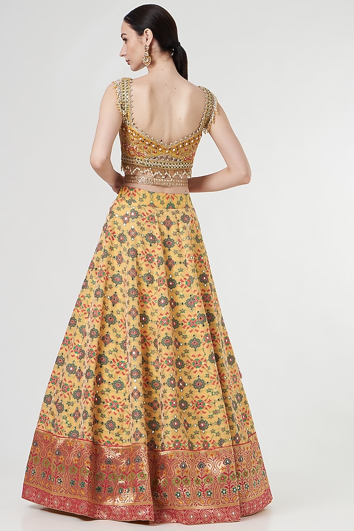 Yellow Mirror Embellished Wedding Lehenga Set by Aditi Gupta at Pernia's Pop Up Shop