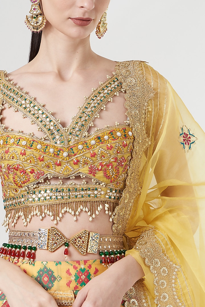 Yellow Mirror Embellished Wedding Lehenga Set by Aditi Gupta at Pernia's Pop Up Shop