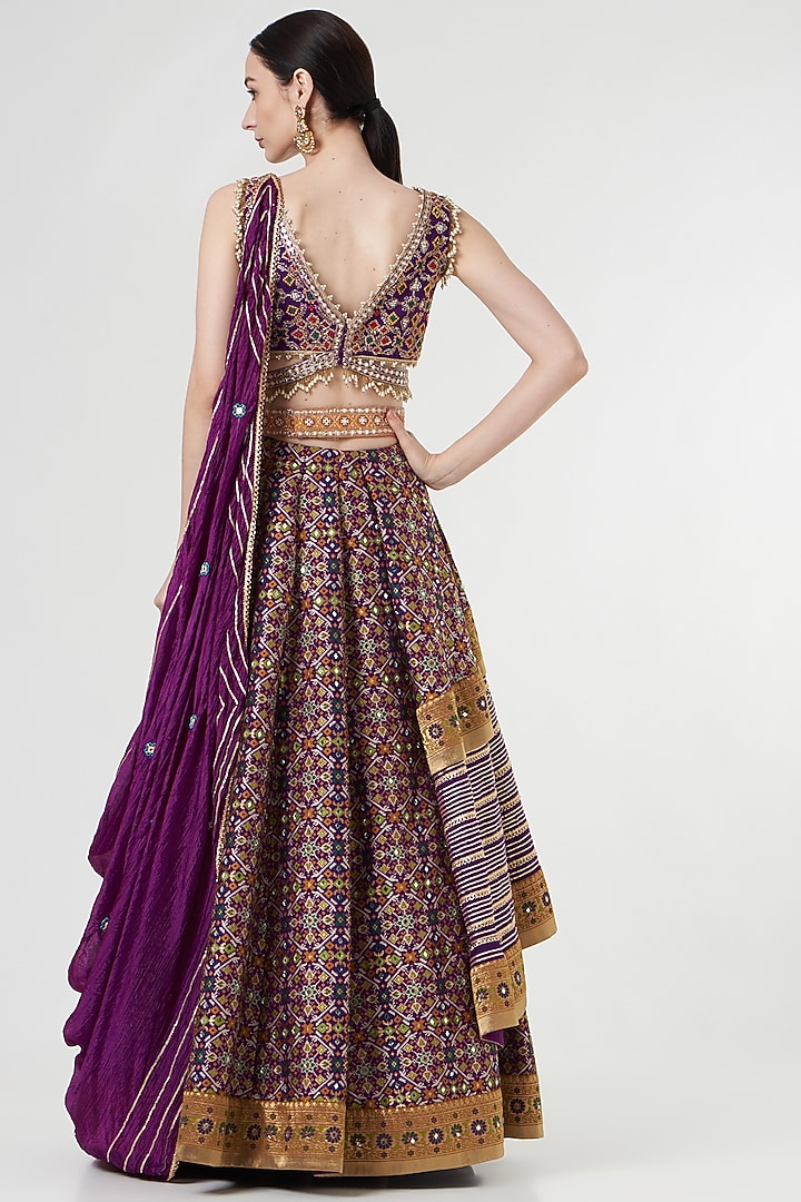 Wine Gota Embellished Wedding Lehenga Set by Aditi Gupta at Pernia's Pop Up Shop