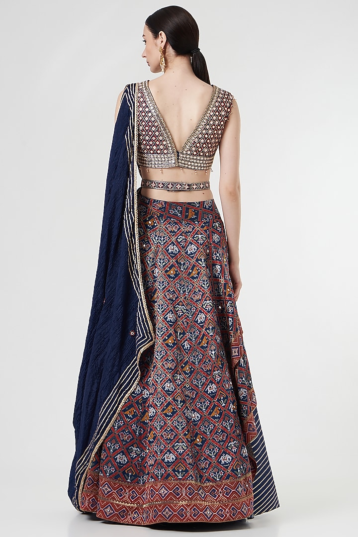 Cobalt Blue Gota Embroidered Wedding Lehenga Set by Aditi Gupta at Pernia's Pop Up Shop
