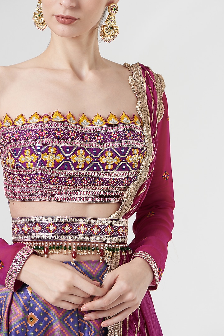 Pink Layered Embroidered Wedding Lehenga Set by Aditi Gupta at Pernia's Pop Up Shop