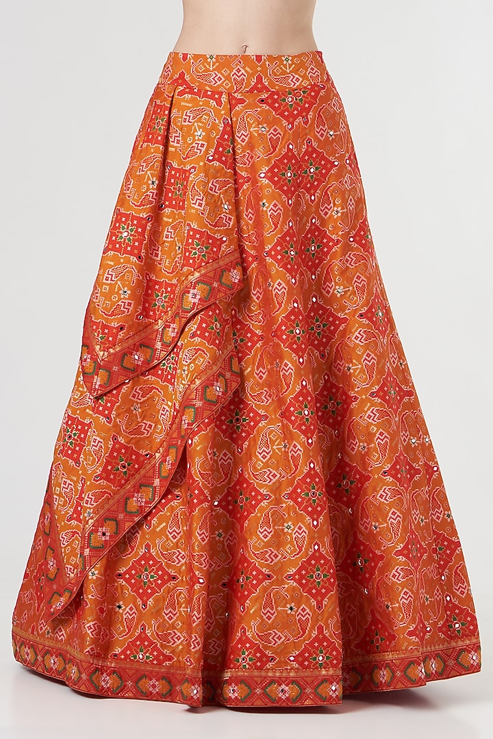 Orange Layered Embroidered Wedding Lehenga Set by Aditi Gupta at Pernia's Pop Up Shop