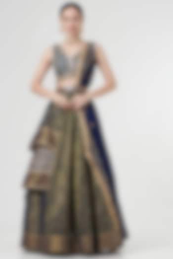 Mehendi Green Gota Embroidered Wedding Lehenga Set by Aditi Gupta at Pernia's Pop Up Shop