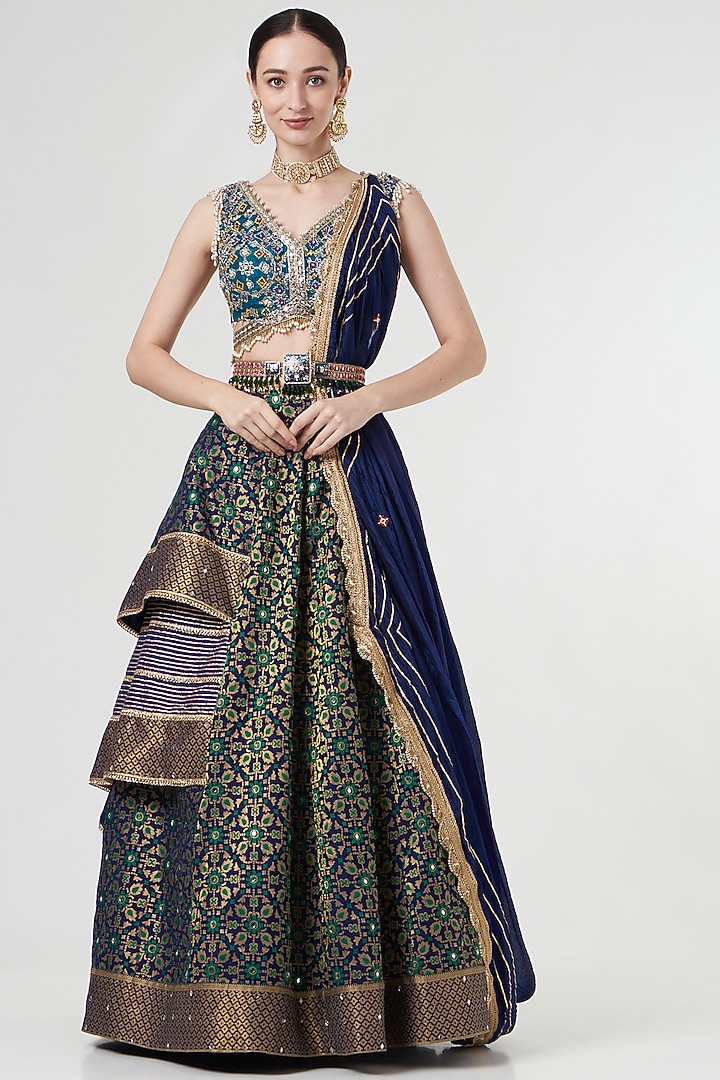 Mehendi Green Gota Embroidered Wedding Lehenga Set by Aditi Gupta at Pernia's Pop Up Shop