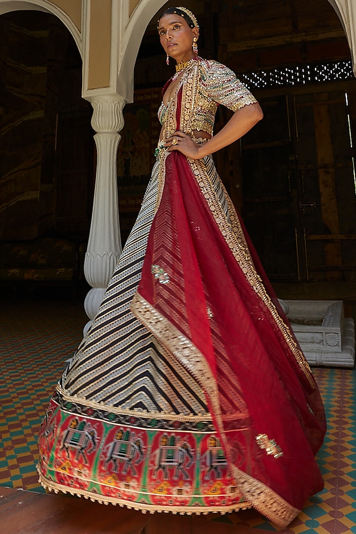 Multi-Colored Printed Wedding Lehenga Set by Aditi Gupta at Pernia's Pop Up Shop