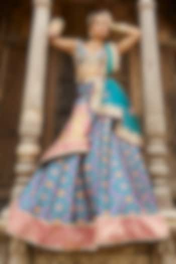 Teal Green Printed Wedding Lehenga Set by Aditi Gupta at Pernia's Pop Up Shop