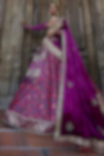 Purple Printed Wedding Lehenga Set by Aditi Gupta at Pernia's Pop Up Shop