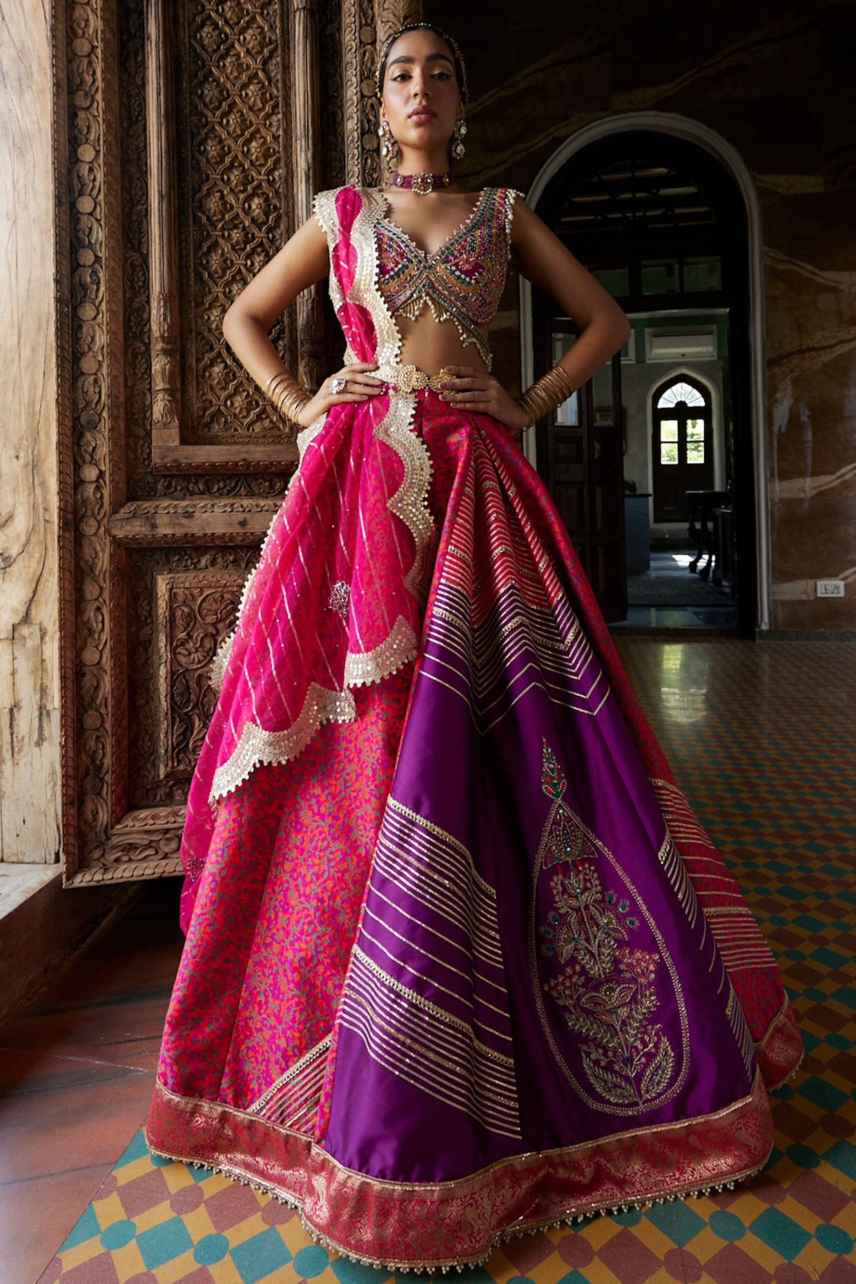 Purple Zari Weaving Work Pure Silk Lehenga – Maharani