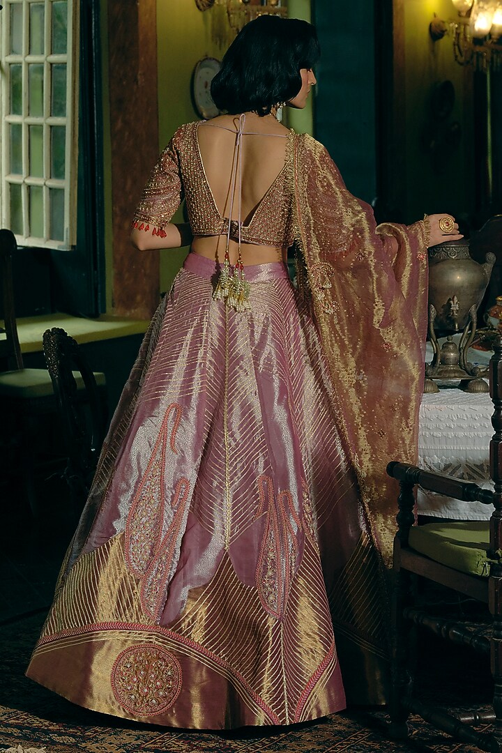 Purple Silk Zari Embroidered Gota Lehenga Wedding Wear