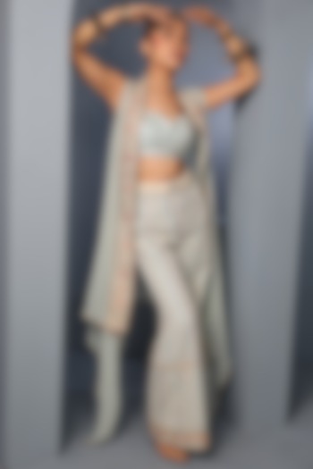 Blue Embroidered Cape Set by Aditi Gupta at Pernia's Pop Up Shop