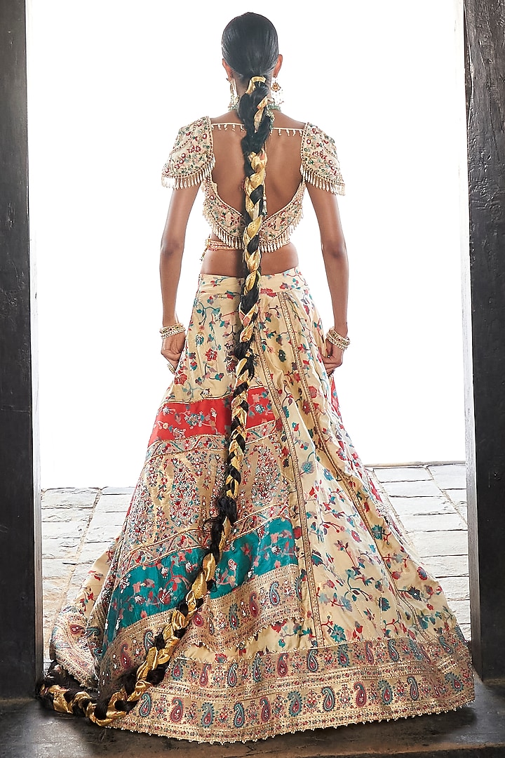 Ivory Kani Silk Hand Embroidered Wedding Lehenga Set by Aditi Gupta at Pernia's Pop Up Shop
