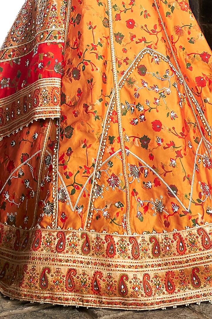 Mustard Kani Silk Hand Embroidered Wedding Lehenga Set by Aditi Gupta at Pernia's Pop Up Shop