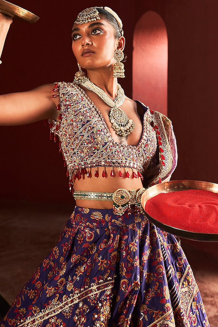Purple kani Embroidered Lehenga