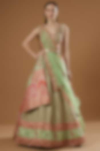 Pista Green Embroidered Wedding Lehenga Set by Aditi Gupta at Pernia's Pop Up Shop