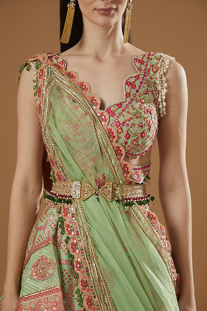 Pista Green Embroidered Wedding Lehenga Set by Aditi Gupta at Pernia's Pop Up Shop