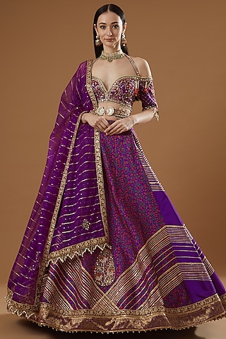 Purple Embroidered Lehenga Set by Aditi Gupta