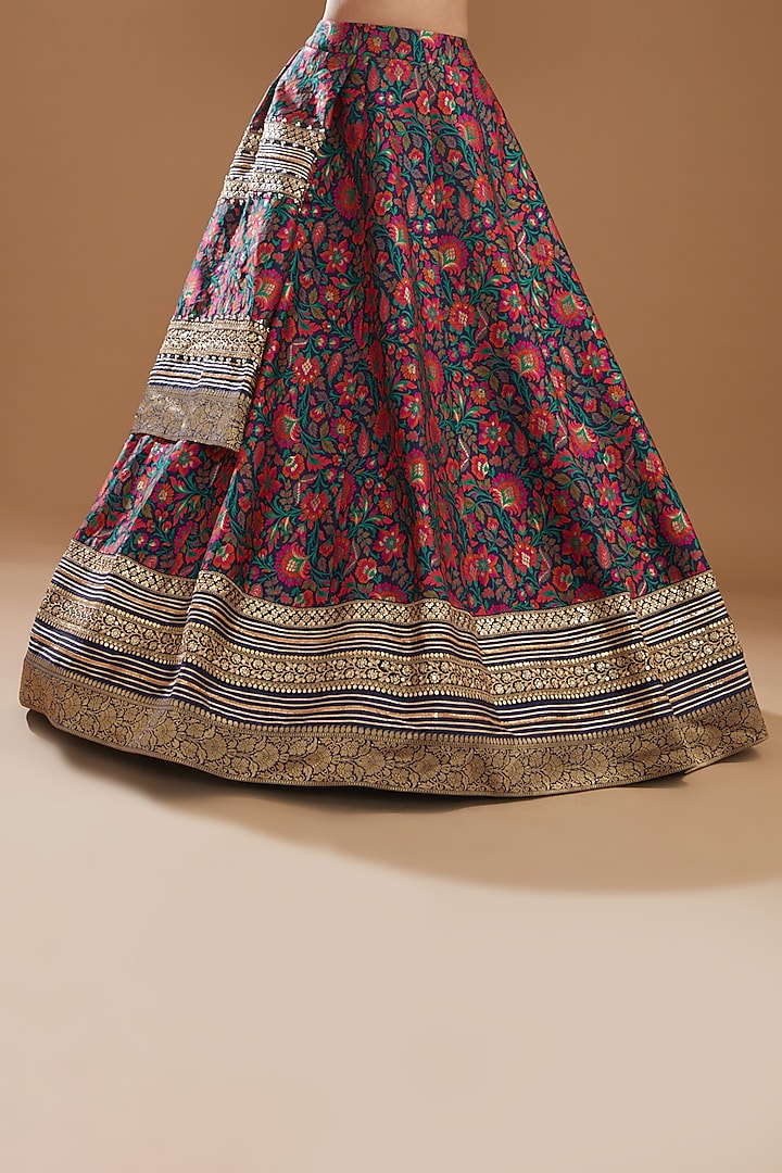 Midnight Blue Woven Wedding Lehenga Set by Aditi Gupta at Pernia's Pop Up Shop